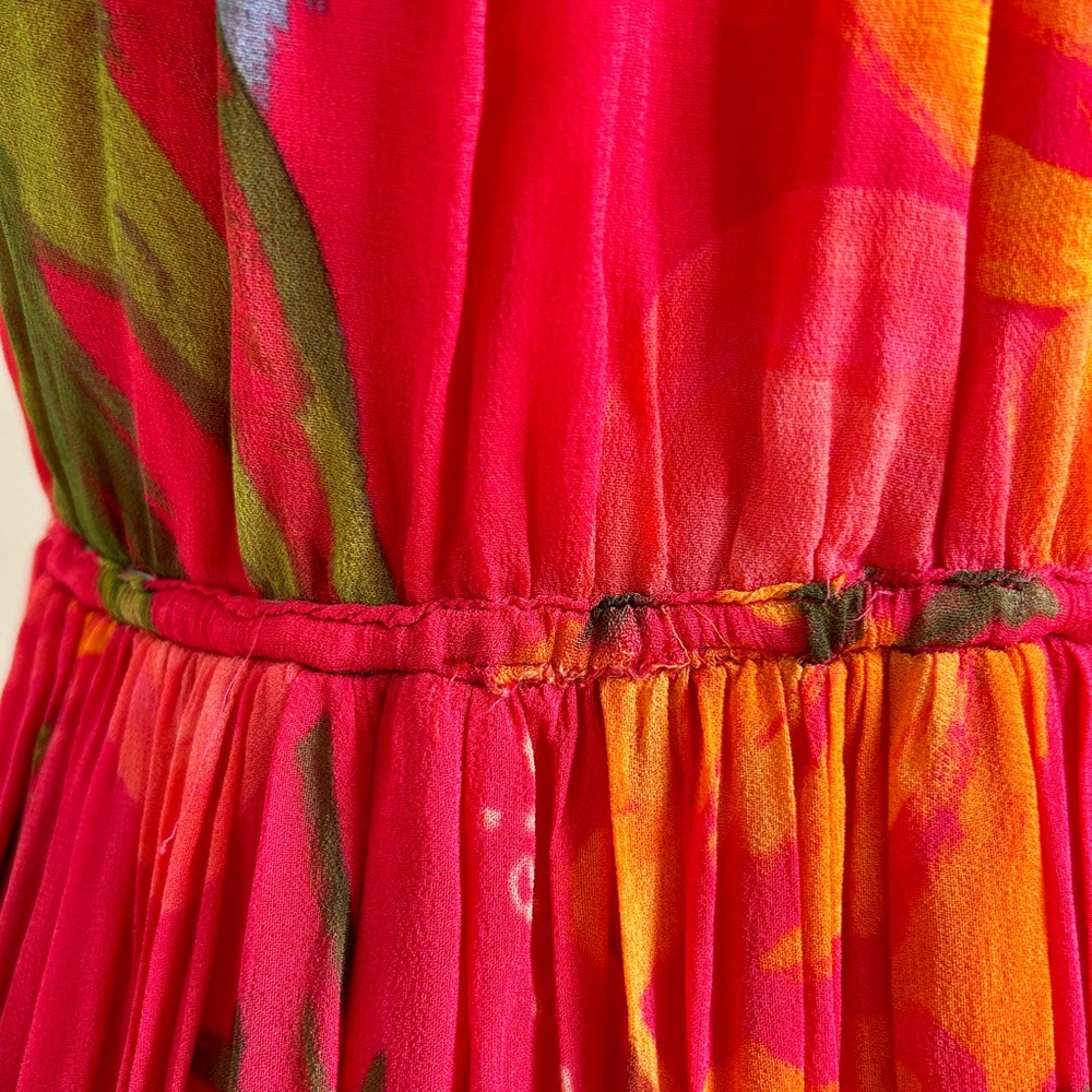 FARM Rio Mixed Fruit Oceans Midi Dress Small Red Ruffles Button Front - Picture 6 of 12